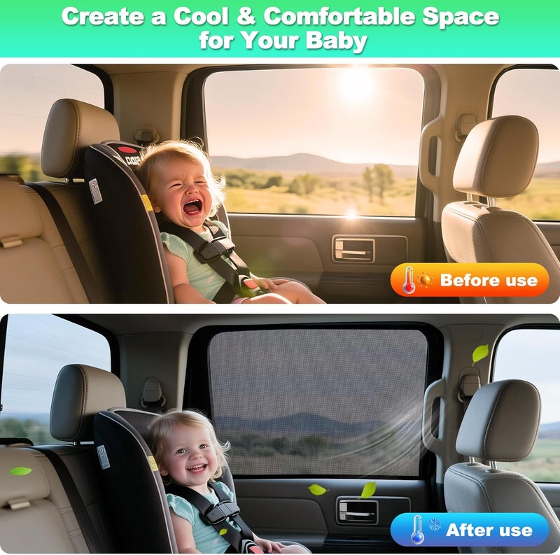 KOCZIL 2015-2020 f150 Window Shades - Rear Side Window Sun Shade for Baby, Breathable Mesh Car Privacy Window Covers, UV Protection and Heat Insulation for Road Trips, Napping, Camping (2 PCS) - Image 4